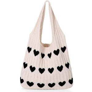 JASGOOD Crochet Beach Bag for Women, Boho Knit Summer Tote & Shoulder Bag